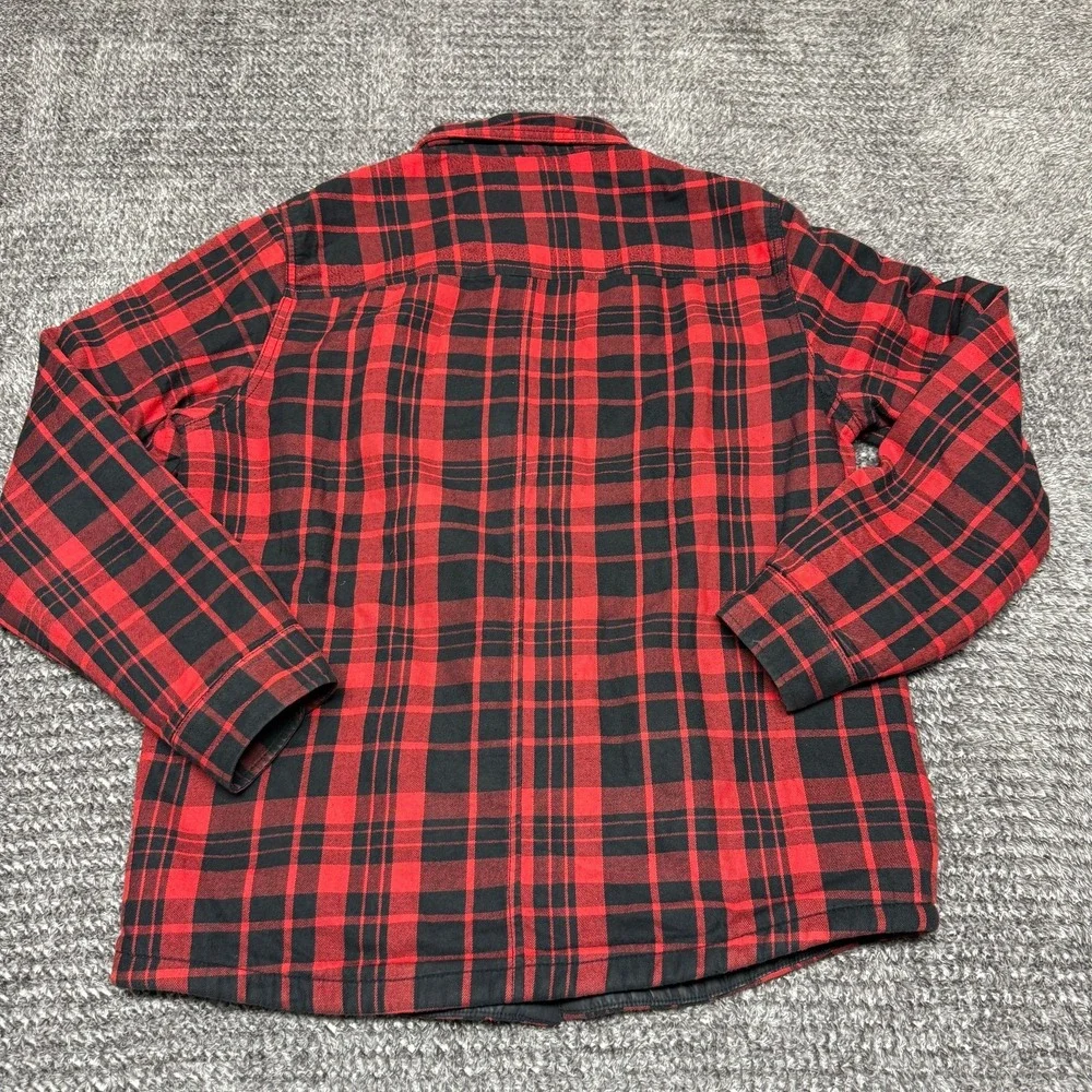 The North‎ Face Mens M Red Black Plaid Flannel Shirt Jacket Sherpa Lined Snap